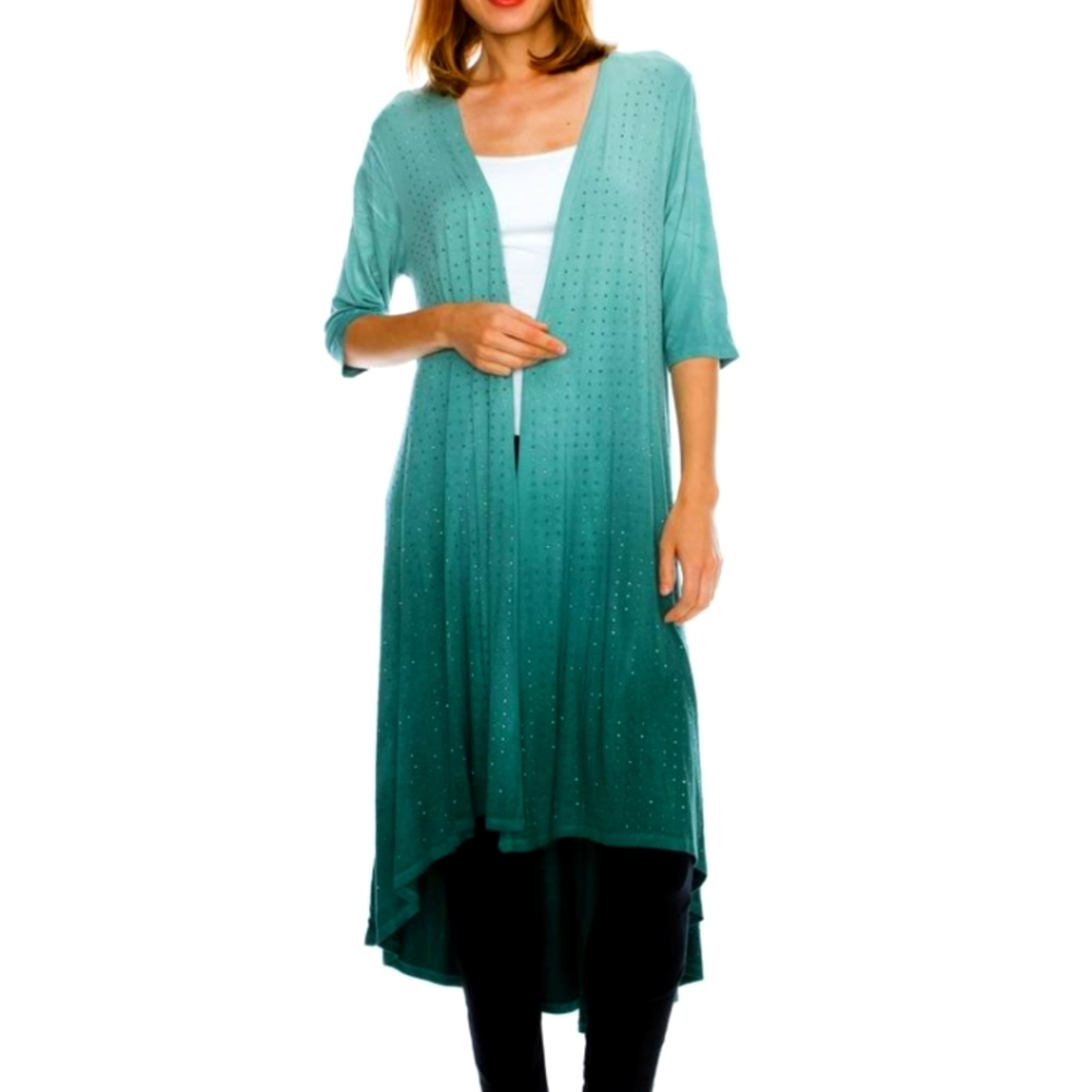 Teal Rhinestone Cardigan Medium Vocal